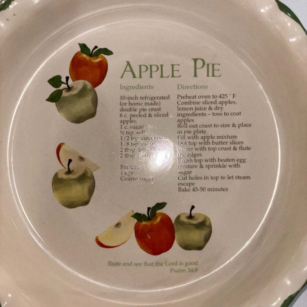Dennis East International (DEI) Apple Pie Recipe Scalloped Edge Ceramic Baking D